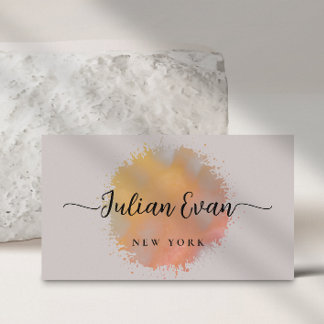 Modern Holographic Abstract Watercolor Neutral Business Card