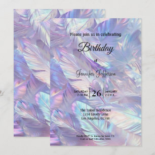 Modern holographic Birthday invitation
