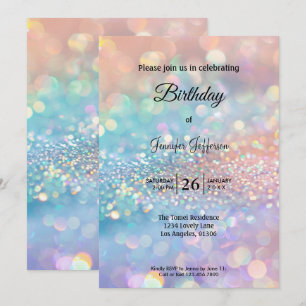 Modern holographic Birthday invitation