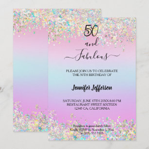 Modern holographic Birthday Invitation