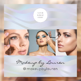 Modern Holographic Black Script Logo Photo Window Cling