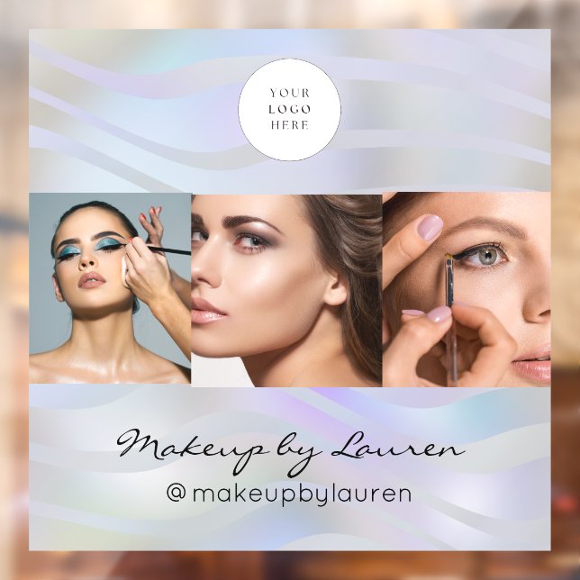 Modern Holographic Black Script Logo Photo Window Cling (Sheet 2)