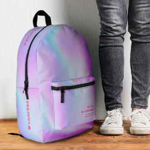 Modern Holographic Blue Purple Pink Stylish  Printed Backpack