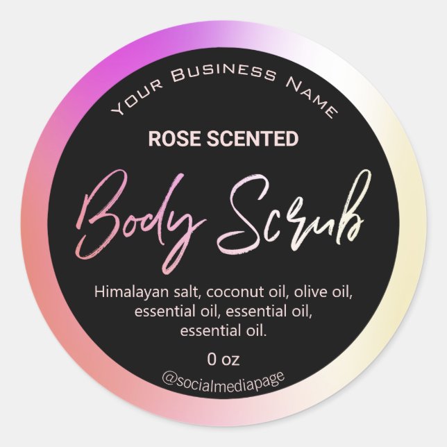 Modern Holographic Body Scrub Labels (Front)