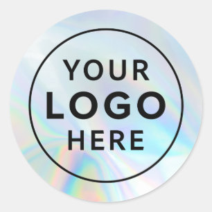 Modern Holographic Business Logo Custom Classic Round Sticker