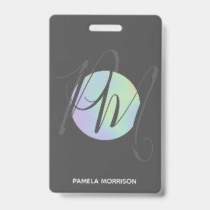 Modern Holographic Circle Monogram - Badge