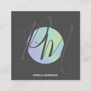 Modern Holographic Circle Monogram - Business Card