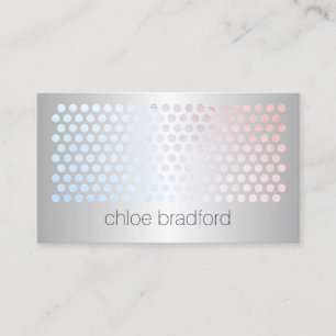 Modern Holographic Dot Pattern on Faux Silver Business Card