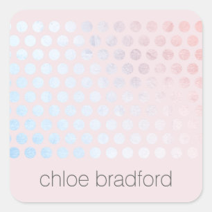 Modern Holographic Dot Pattern on Pink Square Sticker