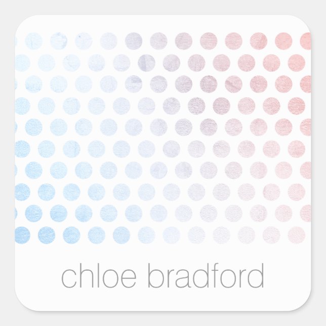 Modern Holographic Dot Pattern on White Square Sticker (Front)