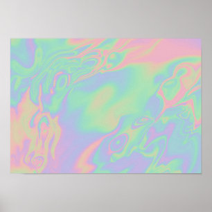 Modern Holographic Effect Script Rainbow Pastel Poster
