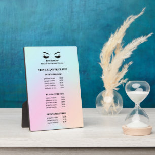 Modern Holographic EYELASH SALON SERVICE LIST Plaque