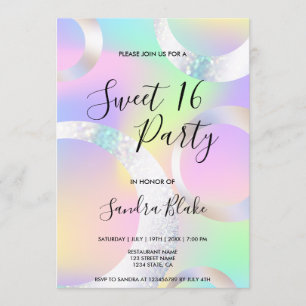 Modern Holographic Foil Unicorn Colour Holograph Invitation