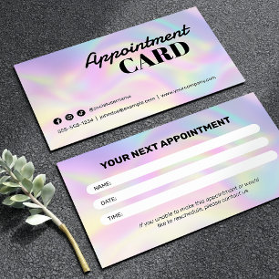 Modern Holographic Hair Salon Social Media Appointment Card