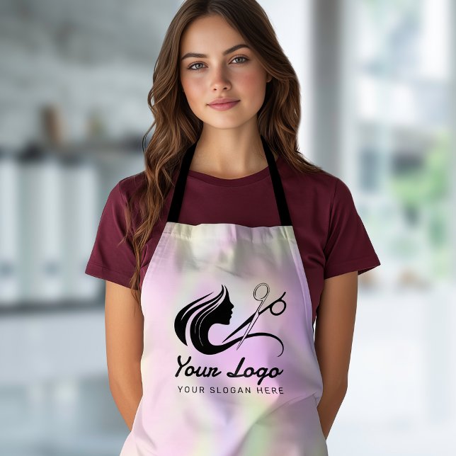 Modern Holographic Hairdresser Salon Logo Apron (Creator Uploaded)