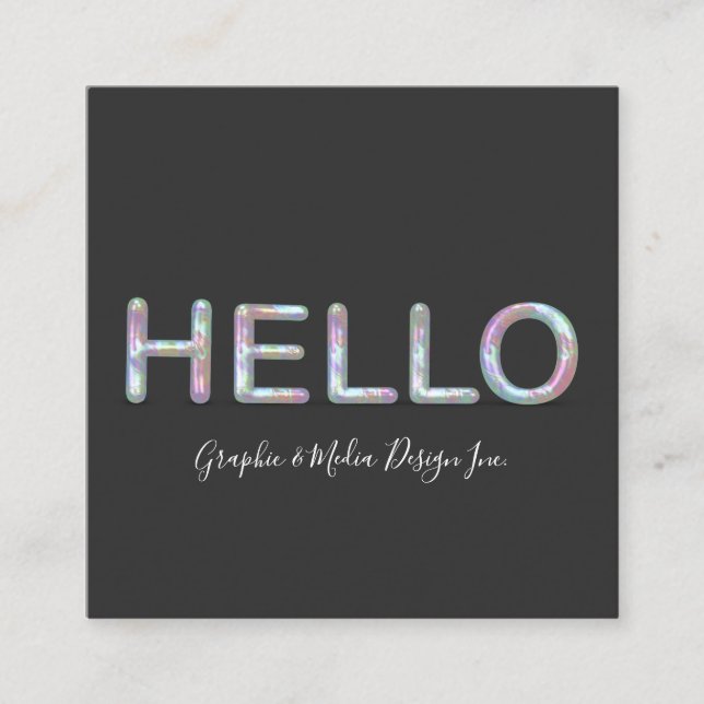 Modern Holographic Hello 3D Letters Business Card (Front)