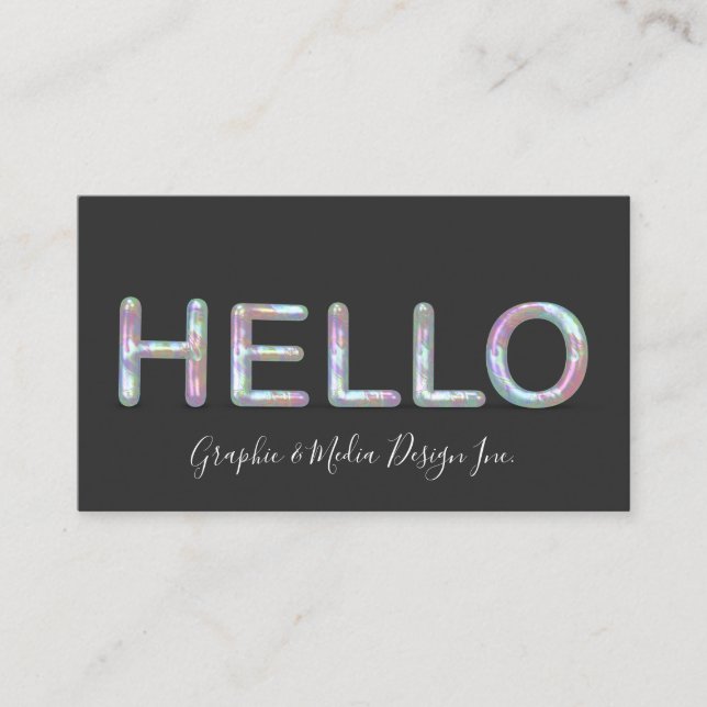 Modern Holographic Hello 3D Letters Business Card (Front)