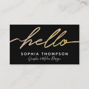 Modern Holographic Hello Script - Business Card