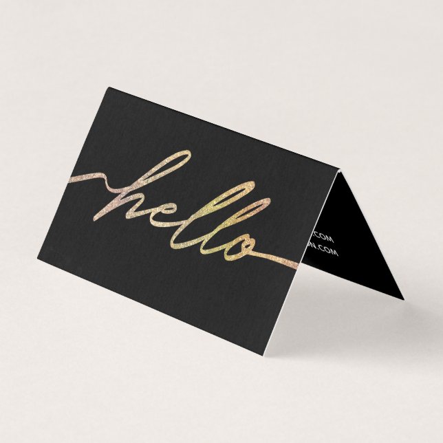 Modern Holographic Hello Script - Business Card (Front)