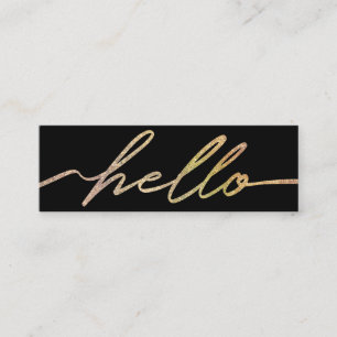 Modern Holographic Hello Script Mini Business Card