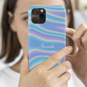 Modern Holographic Iridescent Personalized Name Case-Mate iPhone Case