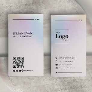 Modern Holographic LinkedIn QR Code Minimalist Business Card