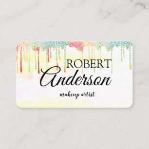 Modern holographic makeup artist unicorn rainbow business card