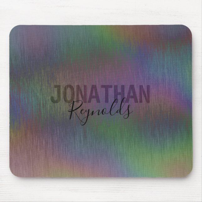 Modern Holographic Metal Name Monogram - Mousepad (Front)
