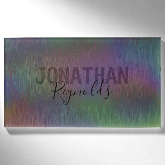 Modern Holographic Metal Name Monogram - Name Tag (Front)