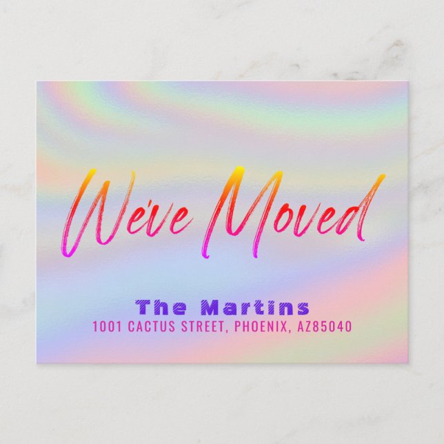 Modern Holographic Moving Announcement Postcard (Front)