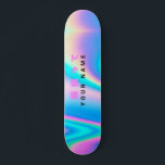 Modern Holographic Name Japanese Wave Skateboard<br><div class="desc">Easily personalize this modern and colourful skateboard with your custom name, text, good luck messages or any personalized text. The skateboard has an Holographic Rainbow Pastel Wave abstract background design with simple unicorn aesthetic and a cute japanese anime quote saying 頑張って (ganbatte), that is the best phrase you can use...</div>