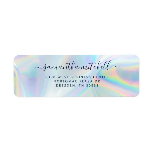 Modern Holographic Navy Personal Return Address (Front)