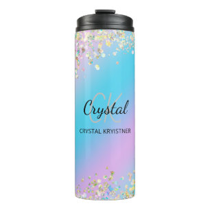 Modern Holographic Pastel Glitter  Thermal Tumbler