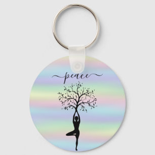 Modern Holographic, Peace Yoga Keychain