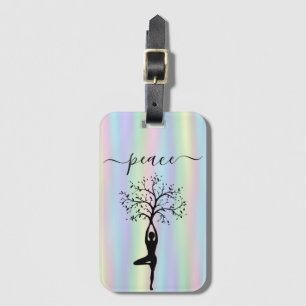 Modern Holographic, Peace Yoga Luggage Tag
