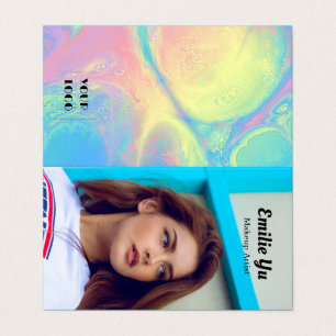 Modern Holographic  Photo logo Makeup Artist  Business Card