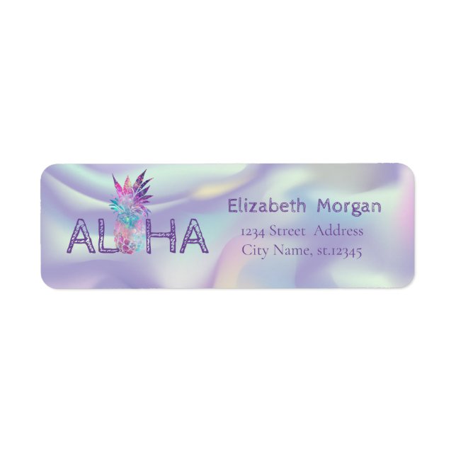 Modern Holographic Pineapple,Aloha, (Front)