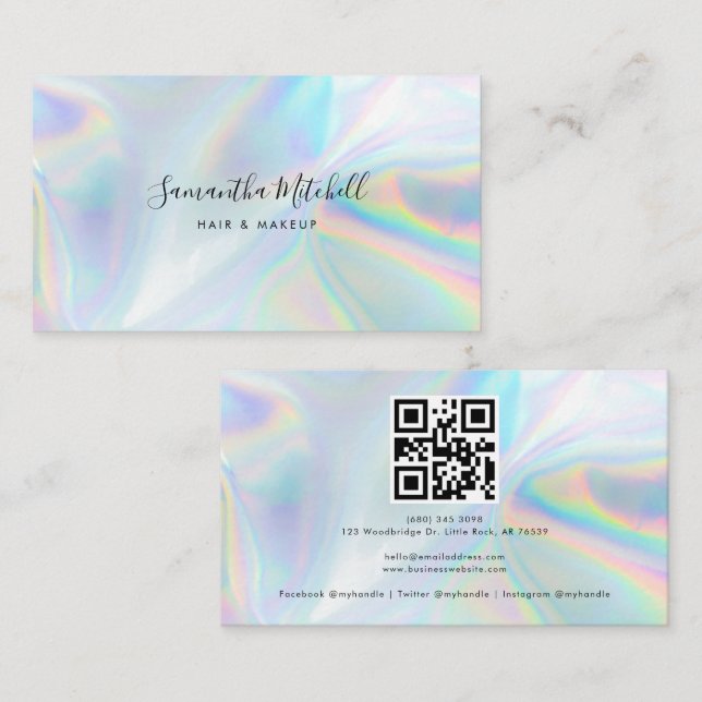 Modern Holographic QR Code Business Card (Front/Back)