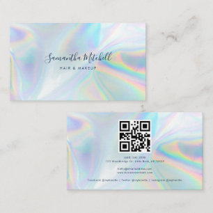 Modern Holographic QR Code Script Business Card