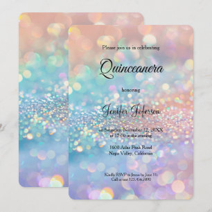 Modern holographic Quinceanera Invitation