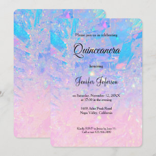 Modern holographic Quinceanera Invitation