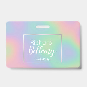 Modern Holographic Rainbow Effect Metal Frame Badge