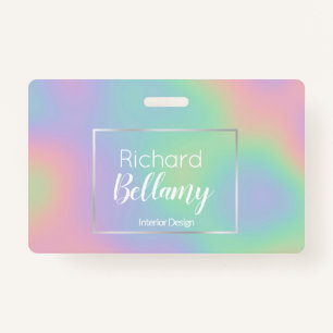 Modern Holographic Rainbow Effect Metal Frame Badge