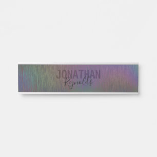 Modern Holographic Rainbow Metal Hangin Name Plate