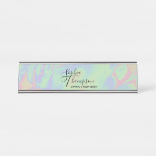Modern Holographic Rainbow Pastel - Name Plate