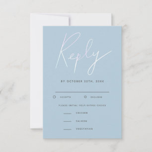 Modern Holographic Script Wedding RSVP Meal Choice Card