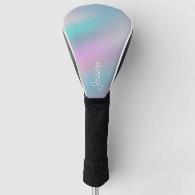 Modern Holographic Style Rainbow Pastel Customize Golf Head Cover (Front)