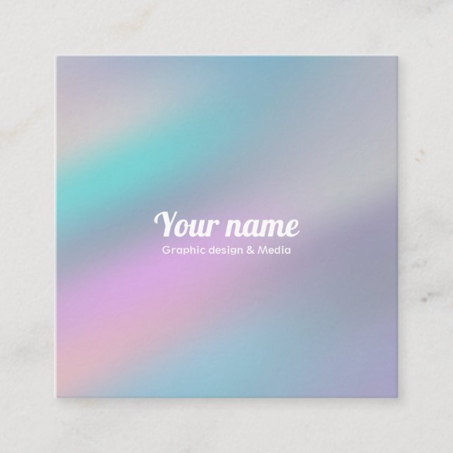 Modern Holographic Style Rainbow Pastel Square Business Card (Front)