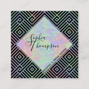 Modern Holographic Symmetric Pattern Business Card