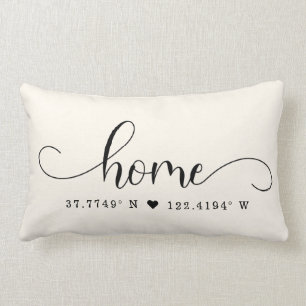 Modern HOME Chic Script Custom Coordinates Lumbar Pillow